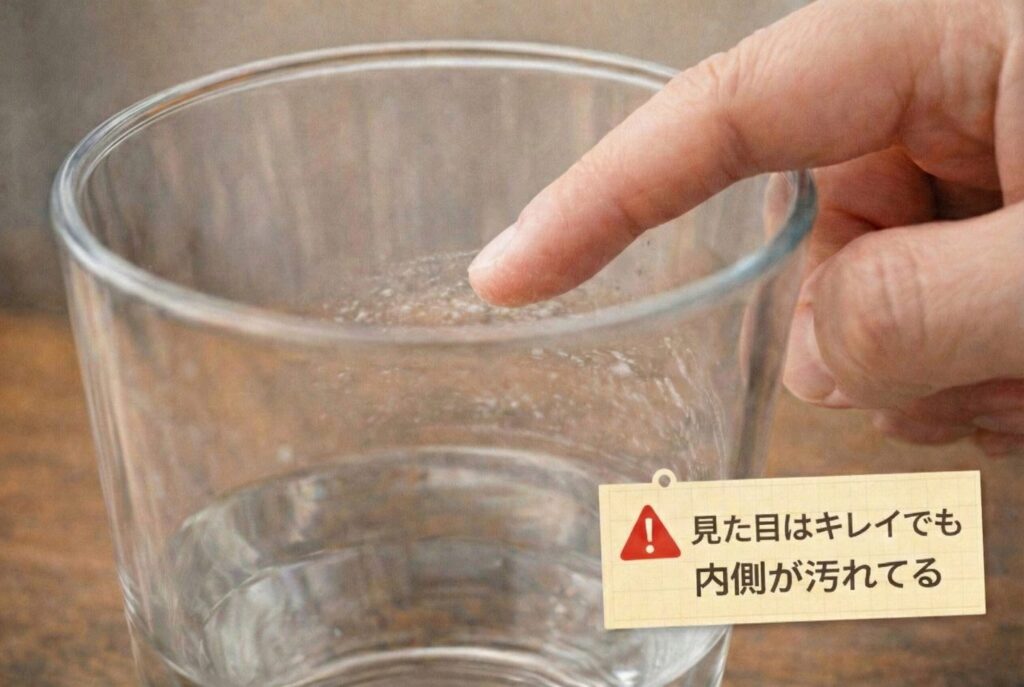 見た目はキレイだが内側が汚れた花瓶の写真