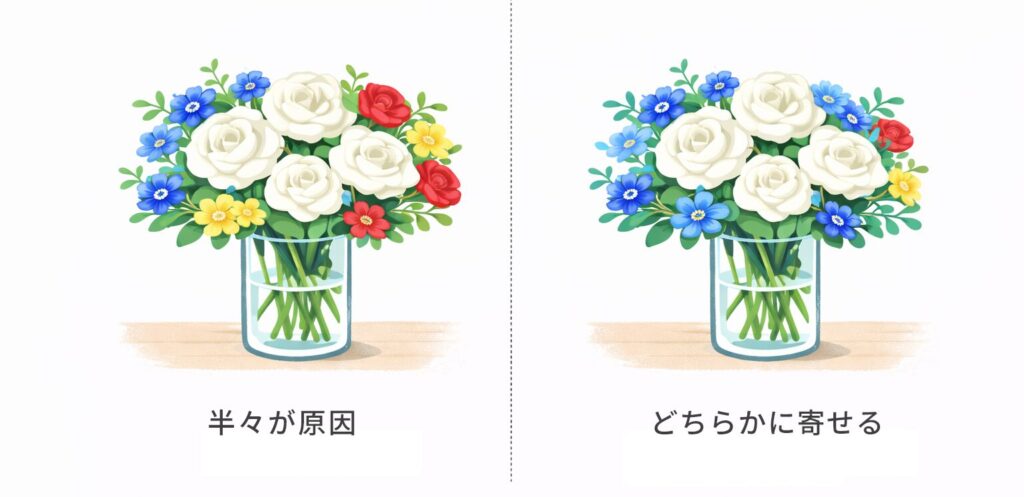 寒色・暖色の入れ方比較図