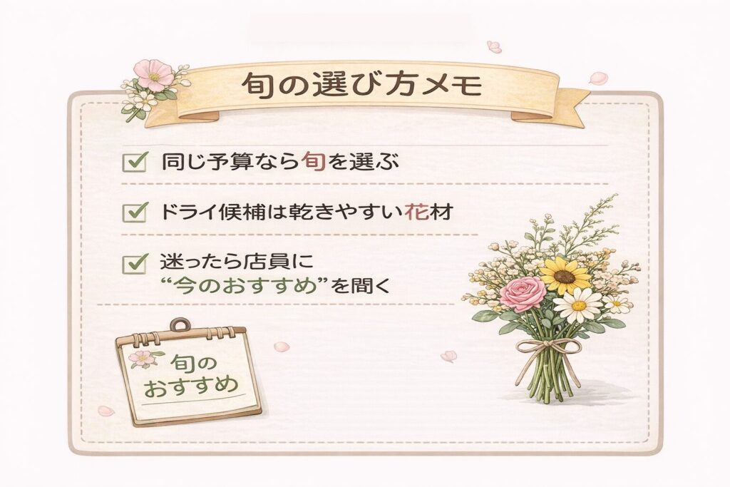 旬の花の選び方メモ・イラスト