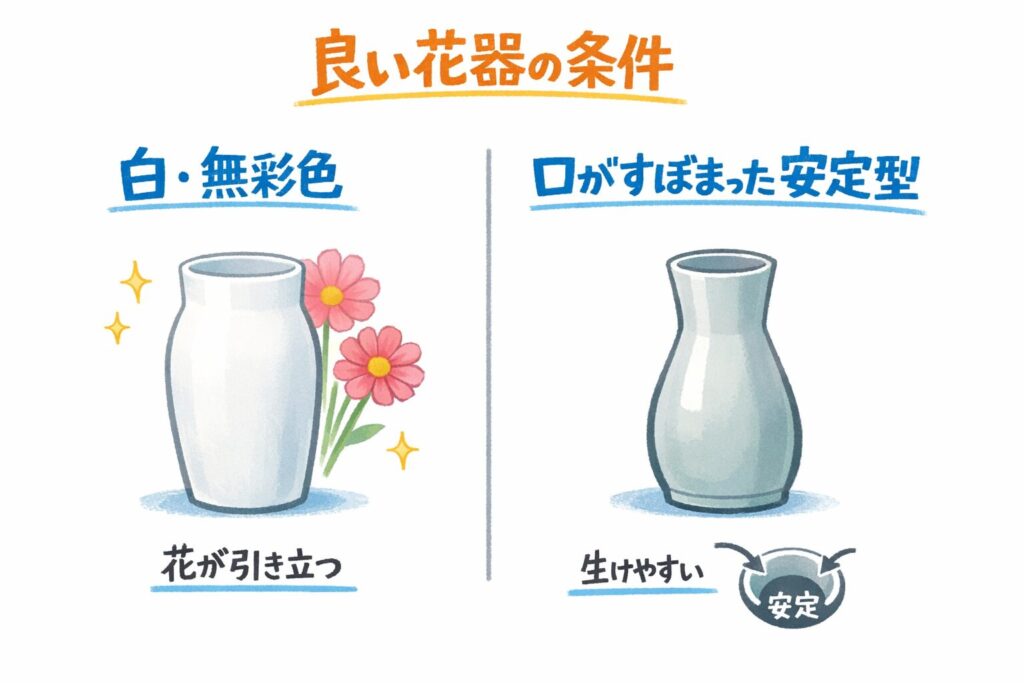 良い花器の条件のイラスト図