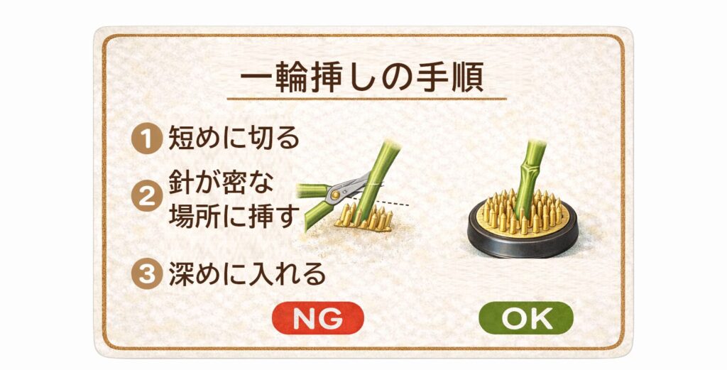 一輪挿しの手順を簡単図解