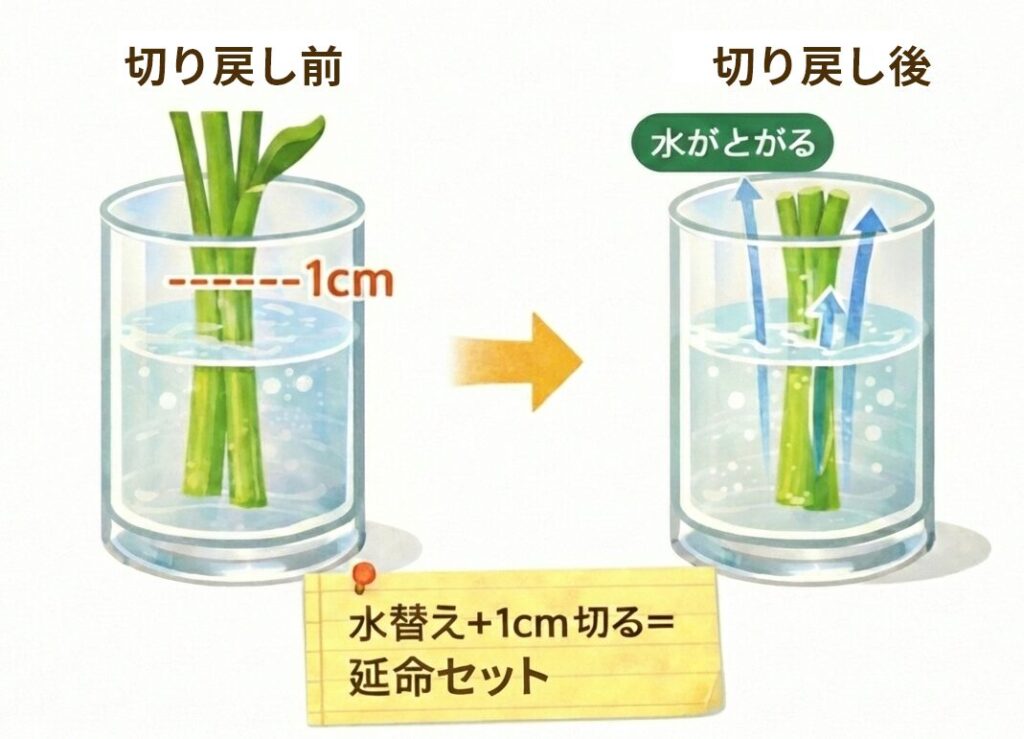切り戻し前と切り戻し後の比較図（延命セットの図）