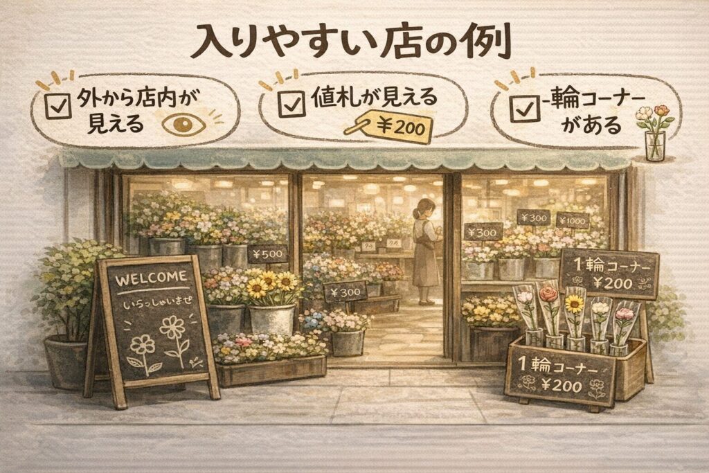 入りやすい店をイラストにした図