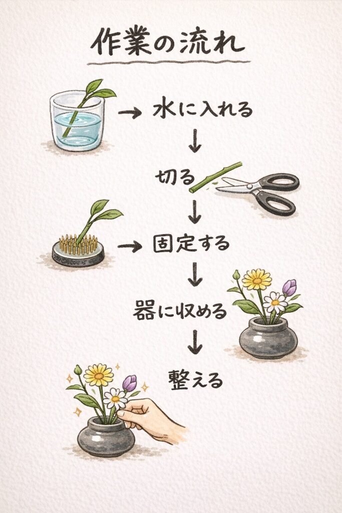 基本的な作業の流れをイラストで図解