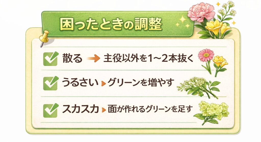 季節の花選びで困ったときの調整を図解