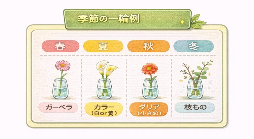 季節の一輪挿しの例・イラスト