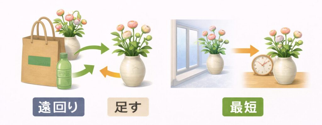 延命剤よりも場所を変えるのが最短を示す図