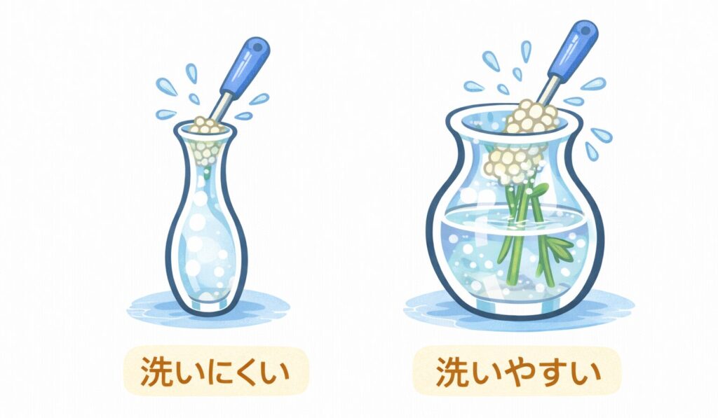洗いにくい花瓶と洗いやすい花瓶
