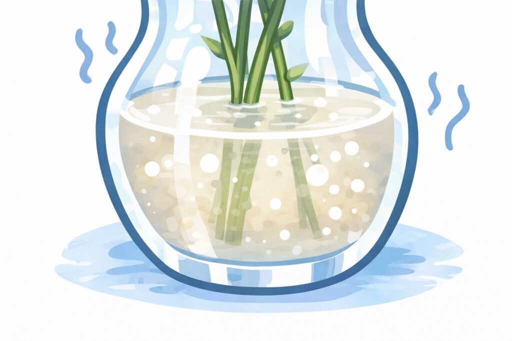 花瓶の水が濁った図